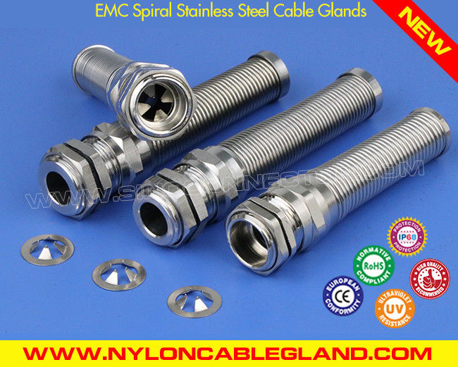 Conectores glándula de acero inoxidable 304/316 versión EMC PG7~PG48 con protección de cable en espiral