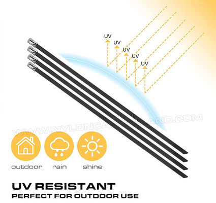 Colored Epoxy Coated 304 Stainless Steel Cable Tie 12x300mm, Polyester Coated 316 Stainless Metal Zip Tie Wrap 490 lbs for Pipes