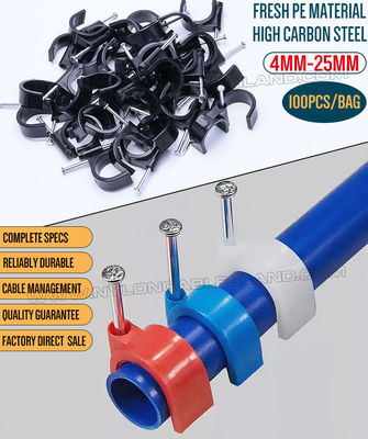 Ø2.5mm~25mm Cable Clips Plastic with Single Nail, Ø30mm~50mm Round Cable Clips with Double Nails for Cable Management