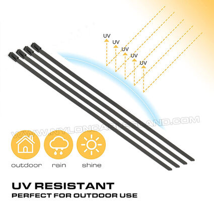 Zip Ties Metal Cable Ties Stainless Steel with Full Epoxy or Nylon 11 Coating, Version 304, 316 or 316L, Width 7.9mm x Length 300-1000mm, For Industrial Site