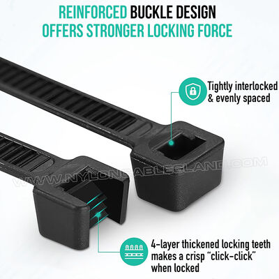 Plastic Tie Wrap 7.6x300mm Heavy-Duty Cable Tie, Ø8-80mm Adjustable Nylon (PA) 6.6 Zip Tie c/w 130lbs or 157lbs Strength for Construction