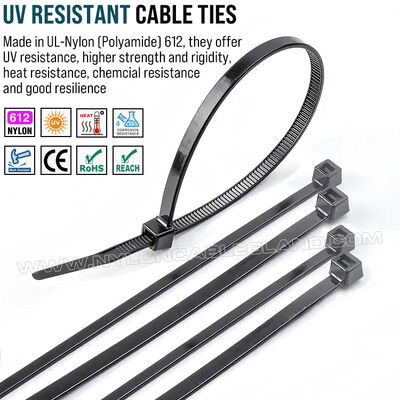 Nylon 612 (Polyamide 612) UV Shield Cable Tie 200mm x 4.8 (Ø 3-50mm), Weather & Corrosion Resistance, for Solar Installation