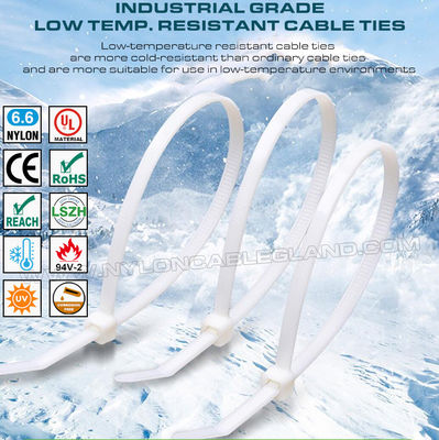 Brida para cables resistente a bajas temperaturas -40°C, brida para cables resistente al frío de 150x3,6 mm de nailon 6.6 para entornos fríos