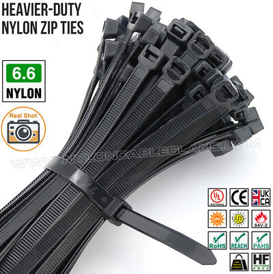 Cincho de plástico 7,6x300 mm precinto cintillo resistente, fleje zuncho cinturón de nylon (PA) 6.6 de Ø8-80 mm con resistencia 130 lb / 157 lb para construcción
