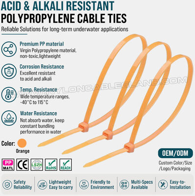 Cincho polipropileno 3,6x200mm cintillo de PP, excelente resistencia a productos químicos, ácidos y álcalis, baja absorción de agua, para la industria acuícola