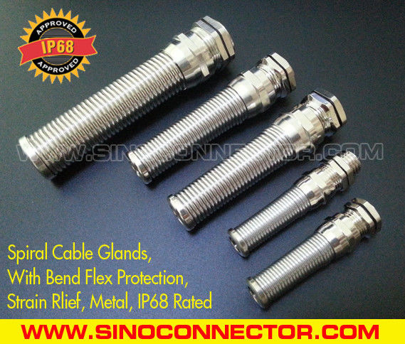 IP68 Rating Spiral Metallic (Brass) Cable Gland with Flexible Bend & Flex Protection