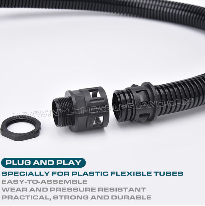 Conectores tubo métrico, racores tubo rectos prensacables de tubo corrugado de plástico para tubos flexibles AD10-AD54.5
