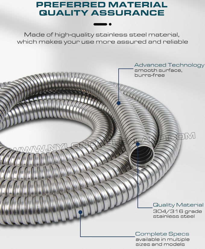 Manguera metálica corrugada ondulada de acero inoxidable 304/316 DN20 (D.E. 24,3 mm x D.I. 20 mm) 50 m/rollo para la protección de cables