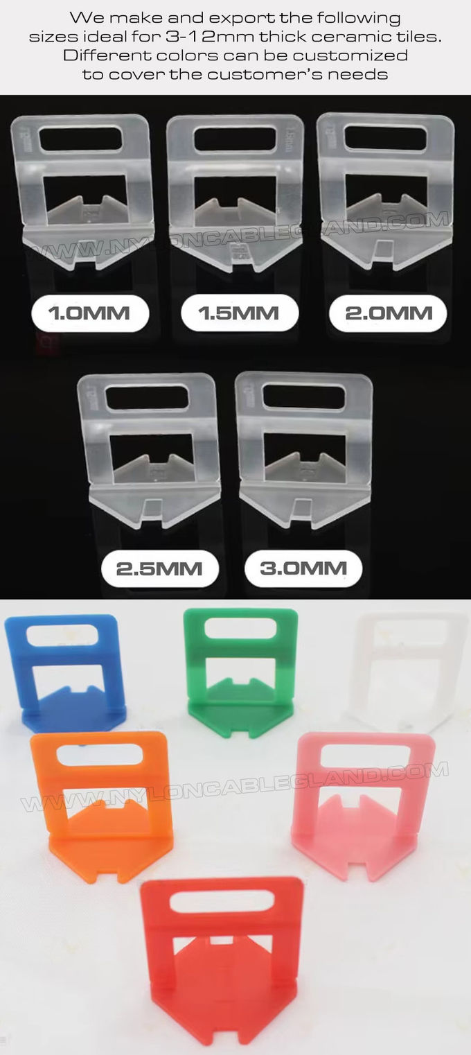 Sistema de nivelación de baldosas plástico/clip separador espaciador nivelador de baldosas 1.5 mm (1/16") con pinza y cuña, 500 pzs/bolsa, para baldosas de 3~12mm de espesor