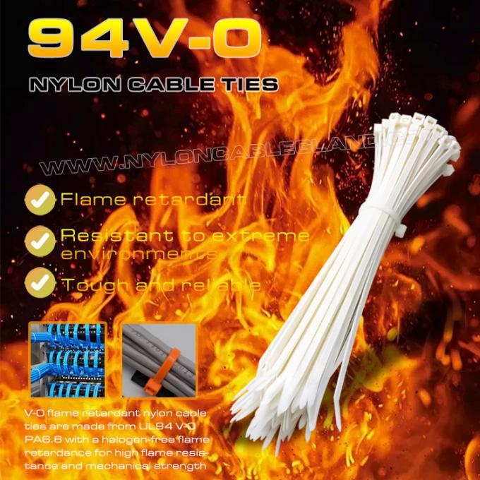 Brida amarra abrazadera de nylon 6.6 94V-0 150x3.6 mm, cincho sujetacable de poliamida 6.6 ignífugo ajustable Ø3~35mm para aplicaciones ignífugas